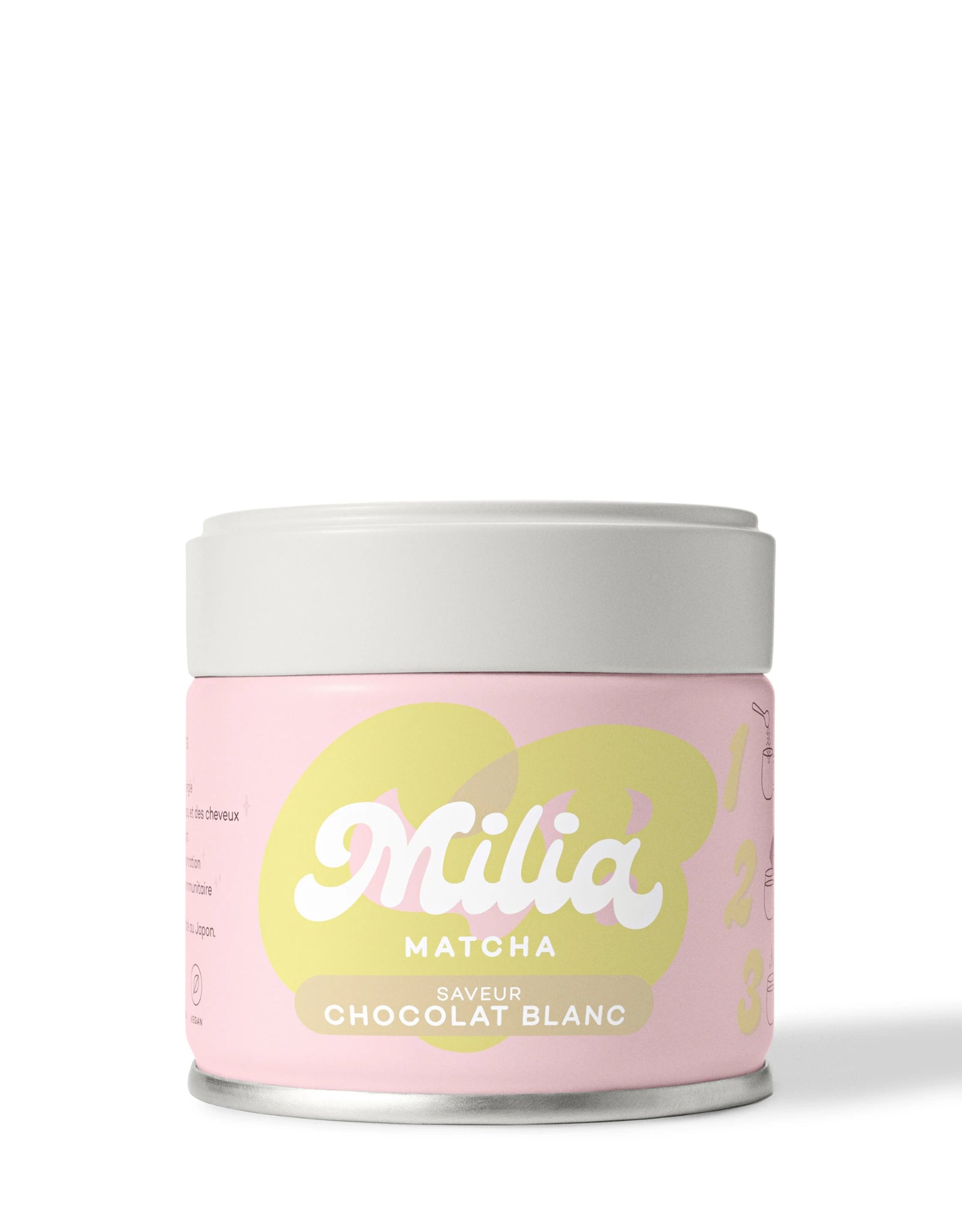 Canette matcha cérémonie arôme chocolat blanc Milia Matcha 30g
